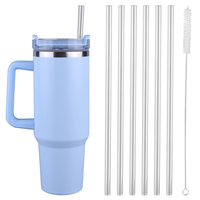 6Pcs Replacement Straw with Cleaning Brush Long Straws Drinking Straws for Stanley 20/30/40oz Accessories