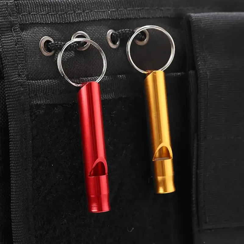 Emergency Whistle with Keychain Aluminum Alloy Loud Survival Whistle for Camping Hiking Hunting Boating Outdoors Sports