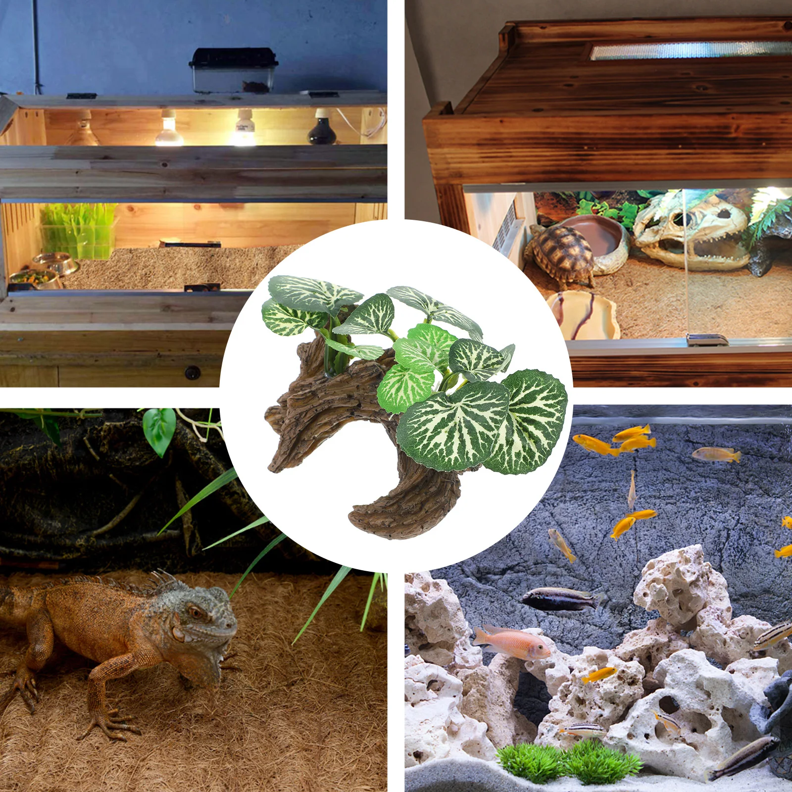 

Reptile Tank Plant Lifelike Ornament Rainforest Decor Artificial Aquarium Fish Tank Decoration Reptile Supplies Vivid