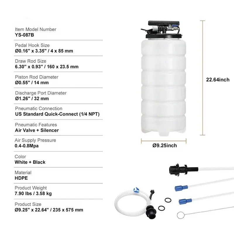 New 15L High Quality Universal Fit Vacuum Fluid Extractor Pump Pneumatic Manual Design for Automotive Oil Liquid Extraction