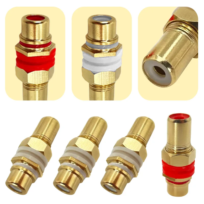 

2Pcs 2-Female Joiner RCA Gold Plated Female To Female Jack Straight Connector Coupler F / F Socket with Screw Washer