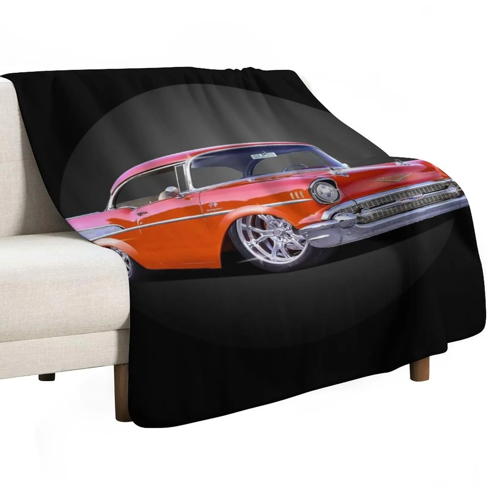 57 Chevy Throw Blanket Furry Large Luxury Plaid on the sofa Multi-Purpose Personalized Gift Blankets