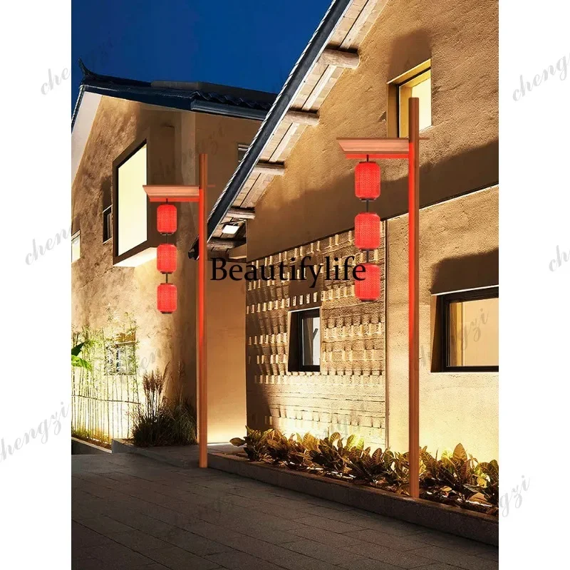 03 Scenic B & B decoration solar cage pole lamp outdoor landscape Chinese scenic park street lamp