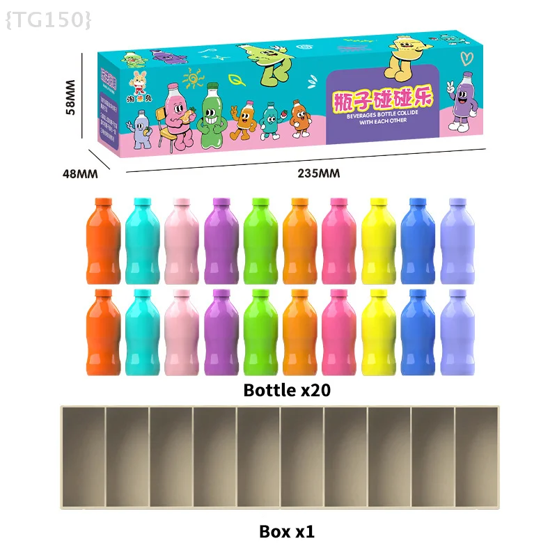Children's Fun Beverages Color Match Toys 20bottles + Base,Early Childhood Guessing Memory Training Interactive Puzzle