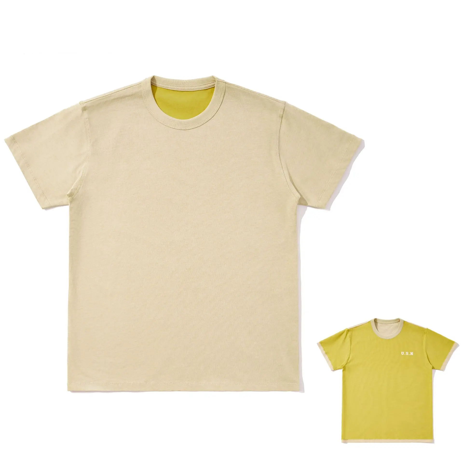 Double Sided Design American Retro Minimalist Printed T-shirt, Heavy-duty Cotton Short Sleeved Youth Versatile Shirt for Men