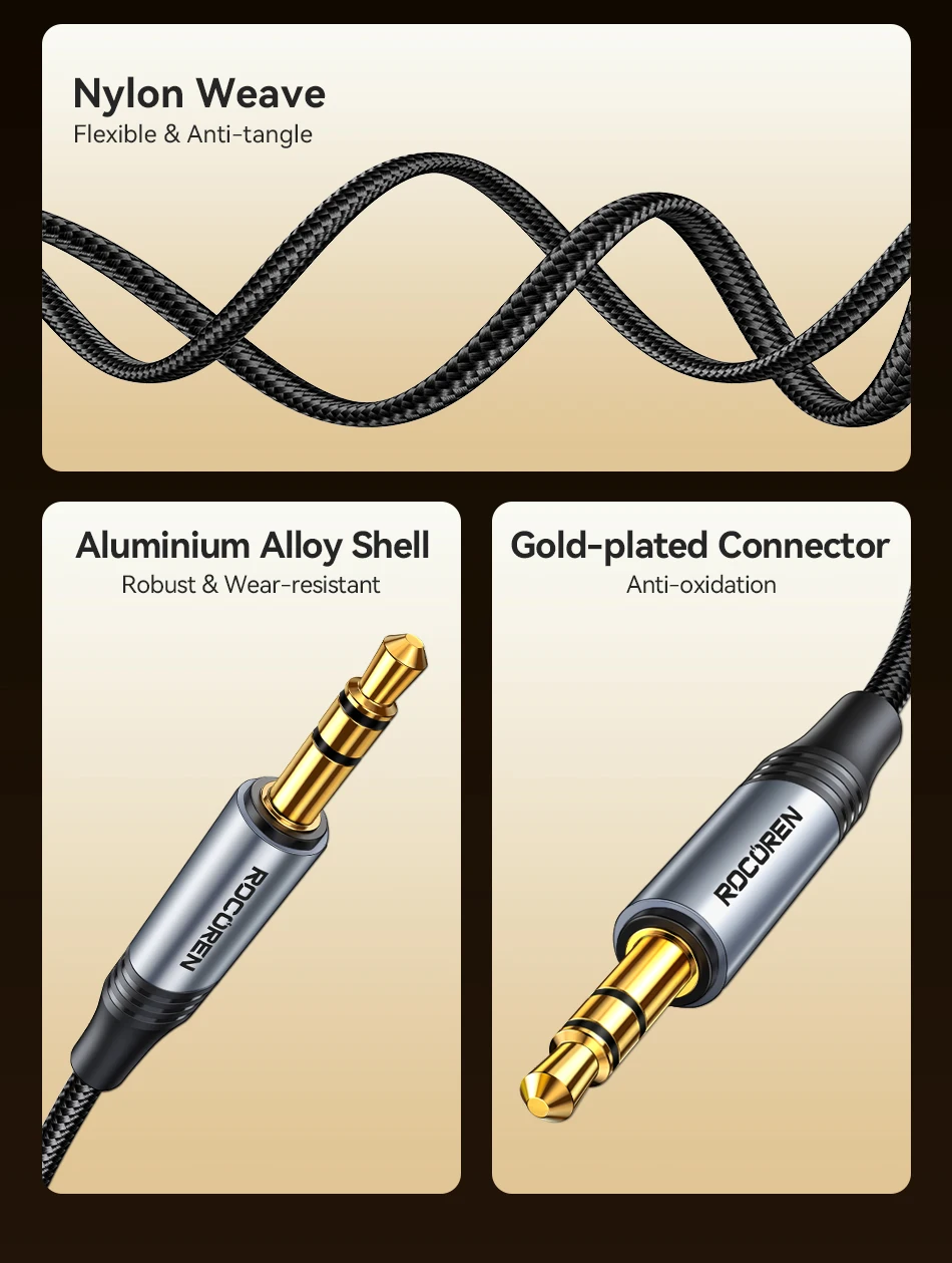 Rocoren Câble Jack 3.5mm AUX 1M Nylon Tressé Hi-Fi Mâle vers Mâle 21 Sbc83a9a1d26741228520862130948fc6w Rocoren Câble Jack 3.5mm AUX 1M Nylon Tressé Hi-Fi Mâle vers Mâle