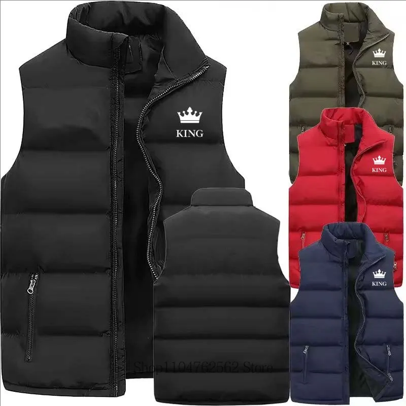 

Men Casual Classic Fashion Sleeveless Vest Mandarin Collar Keep Warm Zipper Waistcoat Outdoor Street Sports Clothes Coat