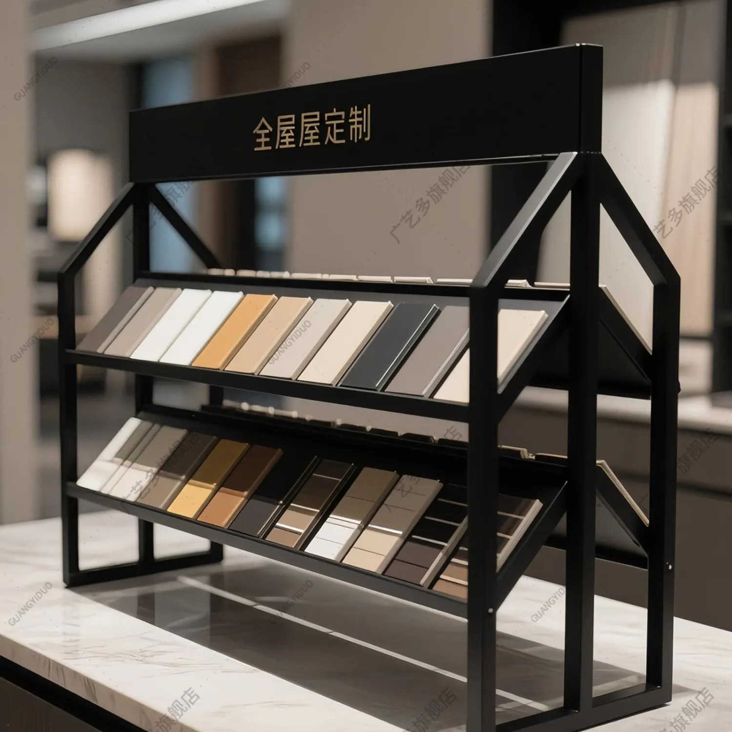 custom countertop color plate rack sample rack ceramic stone display clothing cabinet door panel color plate display rack
