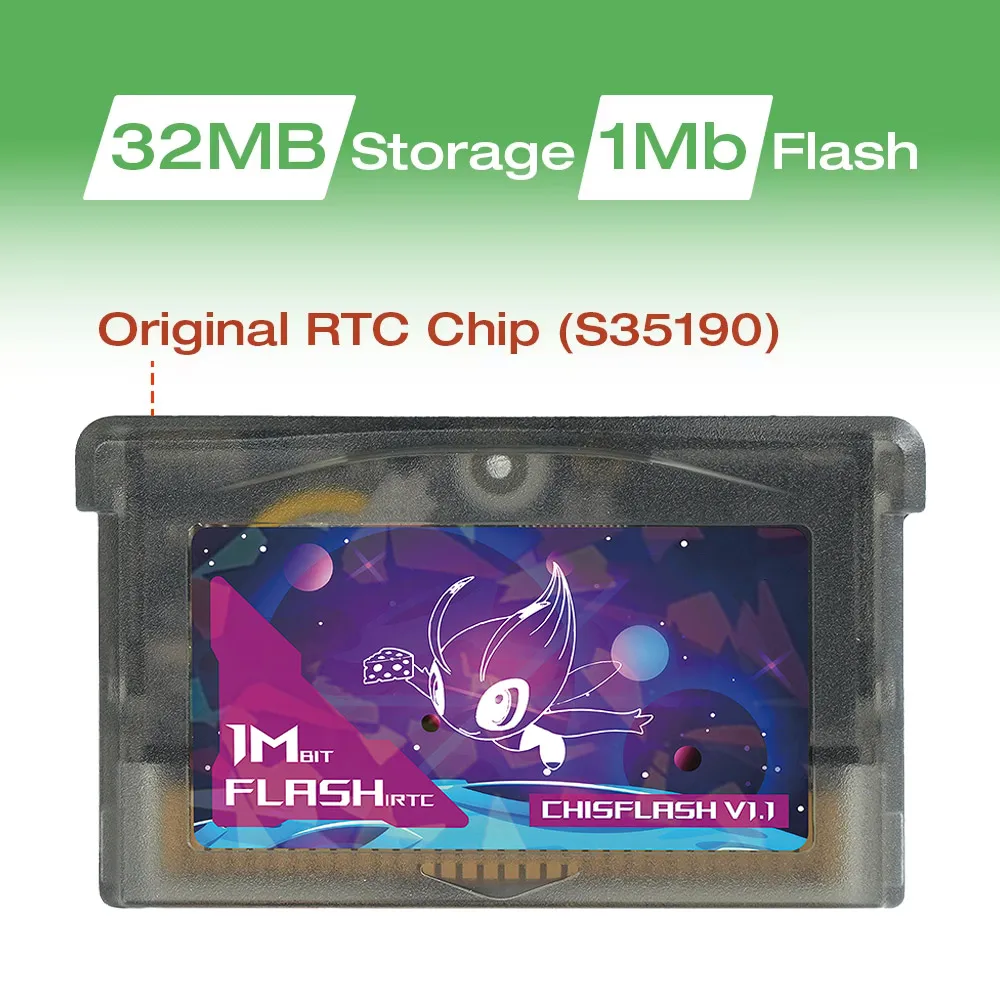 Wielokrotnego zapisuwaniego modułu ChisFlash V1.1 GBA RTC (oryginalny chip RTC S35190) z 32MB pamięci i 1MB pamięci Flash do GBA/GBASP/GB Pocket/GBM — zdjęcie produktu 6