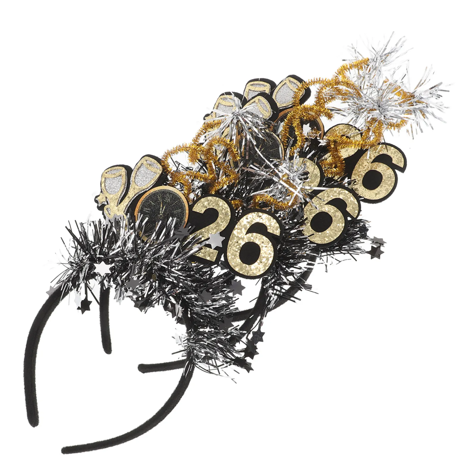 3Pcs Elegant New Year Headband Set Sparkling Star Glitter Hairbands for Happy New Year 2026 Party Celebration