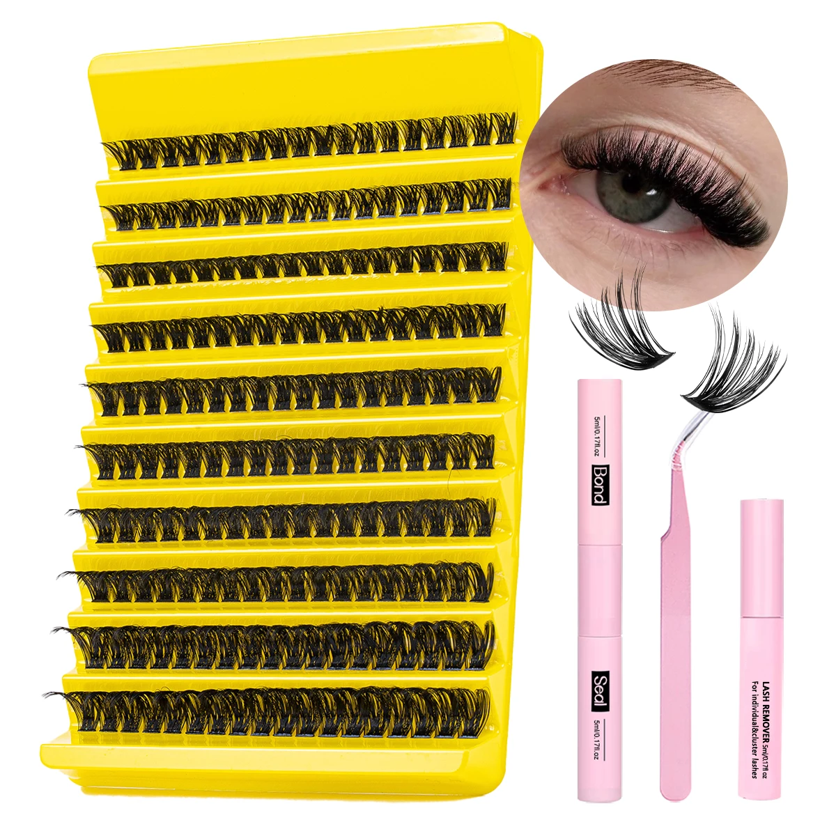 DIY 속눈썹 연장 키트 속눈썹 클러스터 자연스러운 외관 개별 속눈썹 클러스터 속눈썹 연장 래쉬 본드 및 씰 래쉬 트위즈