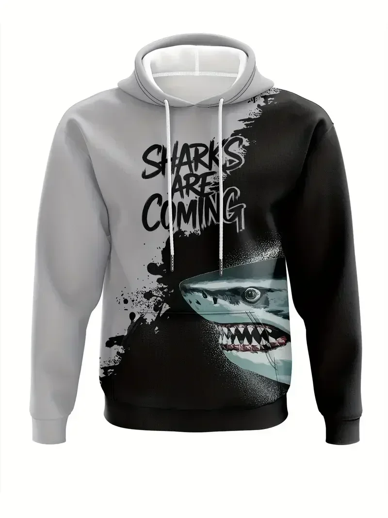 

Men's Hooded 3d Shark Graphic Print Casual Hoodie Pullover Holiday Outgoing Spring Autumn Clothing Harajuku Oversized Pullover