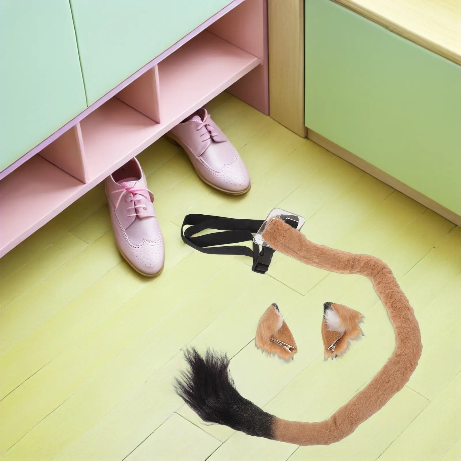 1세트 사자 코스튬 액세서리 세트 동물 사자 귀 머리핀 조절 가능한 꼬리 안전한 착용감 할로윈 카니발 코스프레