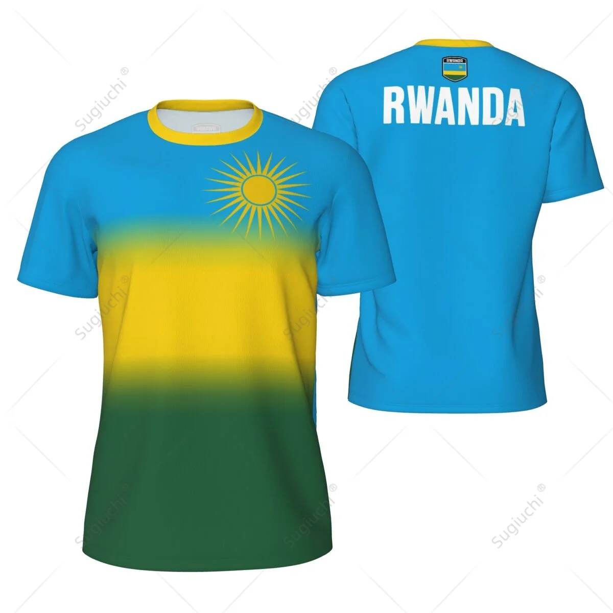 Sports Mesh T-shirt Rwanda Flag For Running Bike Soccer Tennis Football Fitness Tees 3D Printed Custom