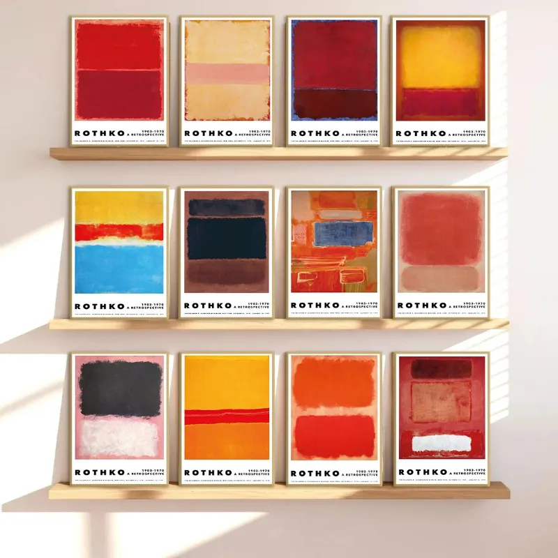 Mark Rothko Color Block Vintage Exhibition Poster Contemporary Minimalist Abstract Canvas Painting Wall Art for Room Home Decor