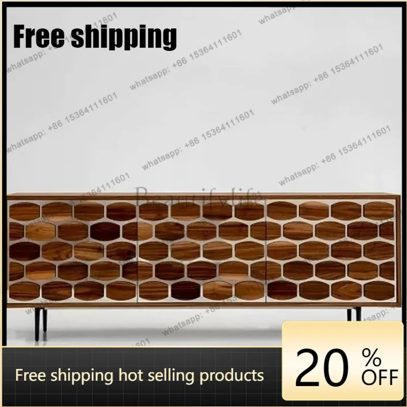 jj5  Best Seller Italian Light Luxury Solid Wood Wall TV Cabinet Modern Simple Design Living Room Creative Entrance Cabinet