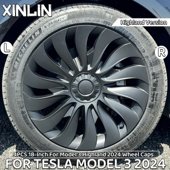 4pcs 18 inch Symmetrical Style Wheel Hub Caps Performance Replacement Wheel Full Rim Cover For Tesla Model 3 Highland Version2024