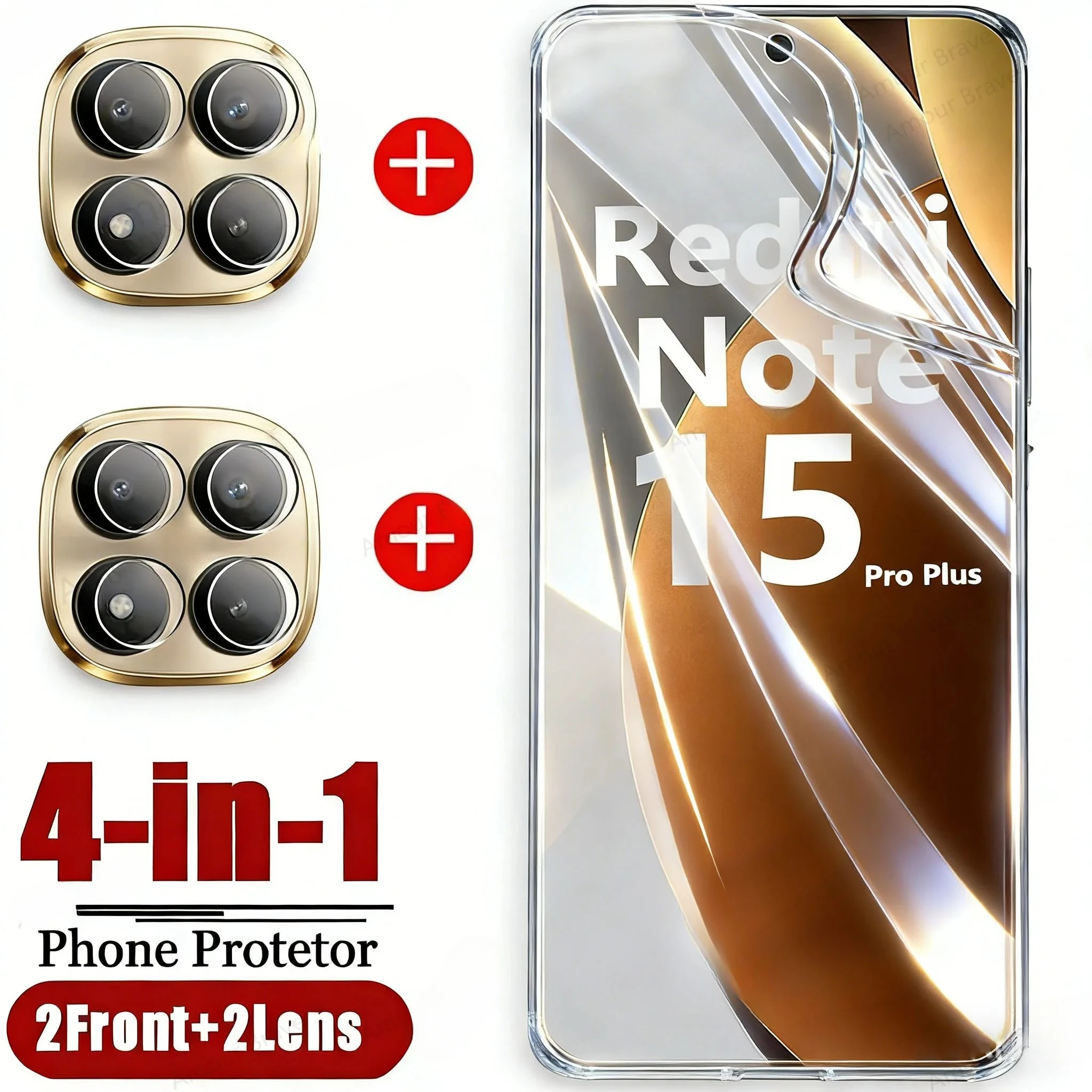 

4in1 Soft Fiber Lens Film + Anti-Scratch Hydrogel Film For Xiaomi Redmi Note 15 14 Pro Plus 4/5G HD Anti-Fingerprint Screen Film
