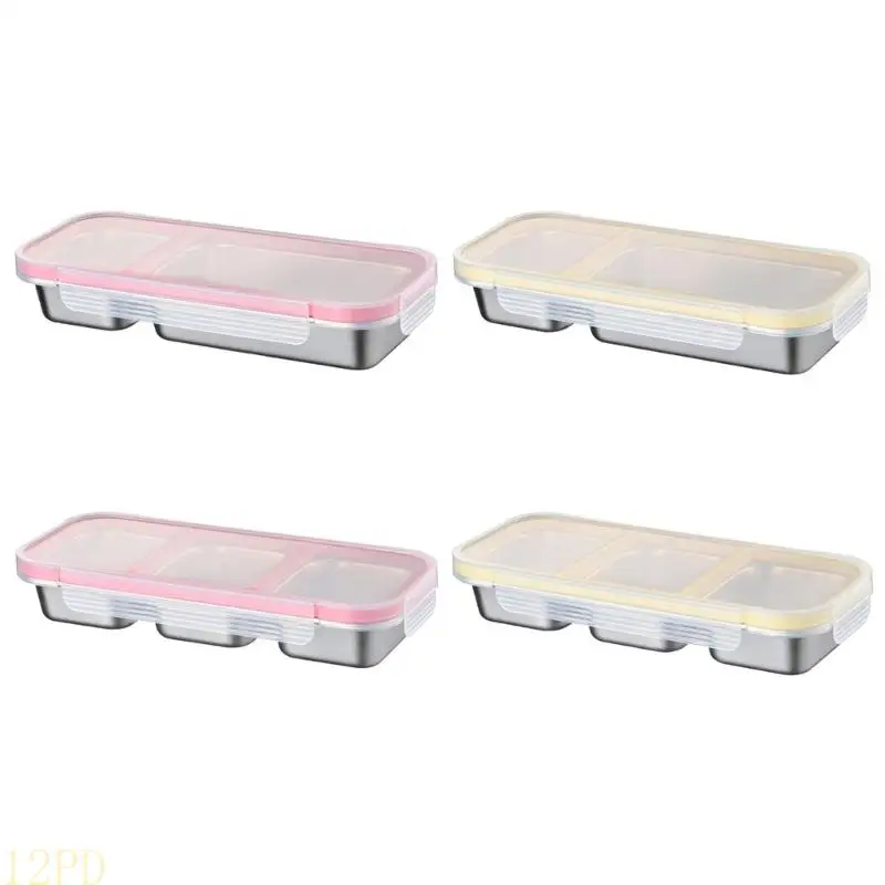 12PD Divided Stainless Steel Lunch Container Multi Sections Meal Preparation Box With Tight Lid For Adults Kids