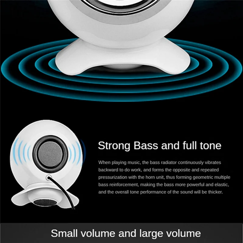 Computer Speakers for PC Laptop Speakers USB 3.5mm Wired Music Play HIFI Stereo with Microphone for TablePC Laptop,White