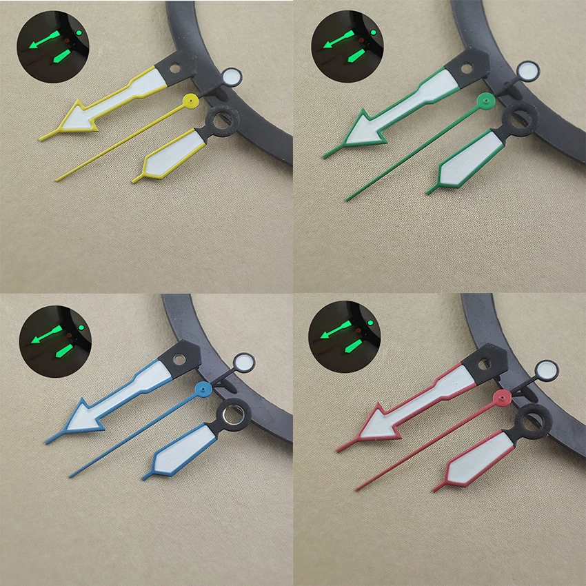 Aiguilles lumineuses colorées, accessoires de montre, bord, pointeur, bain, vert, adapté au mouvement, NH35, NH36, 4R, 7S