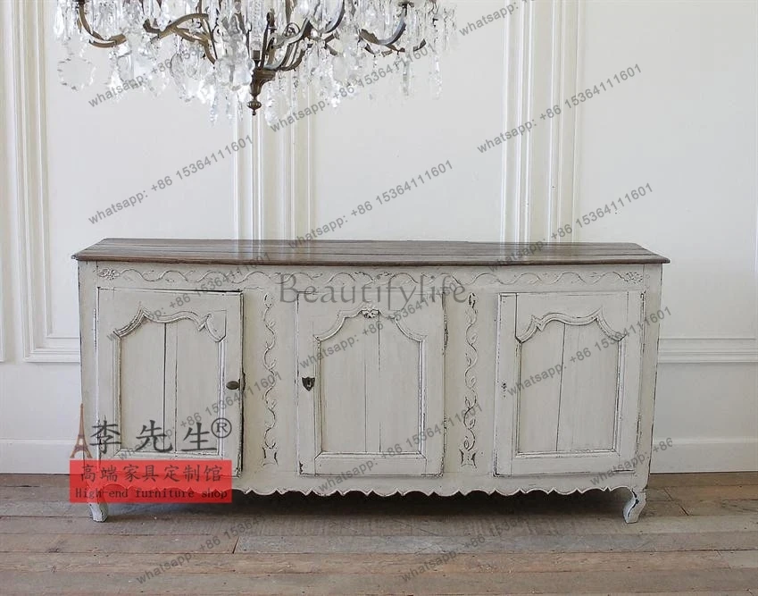 

Classical simple solid wood TV cabinet rural retro low cabinet living room furniture
