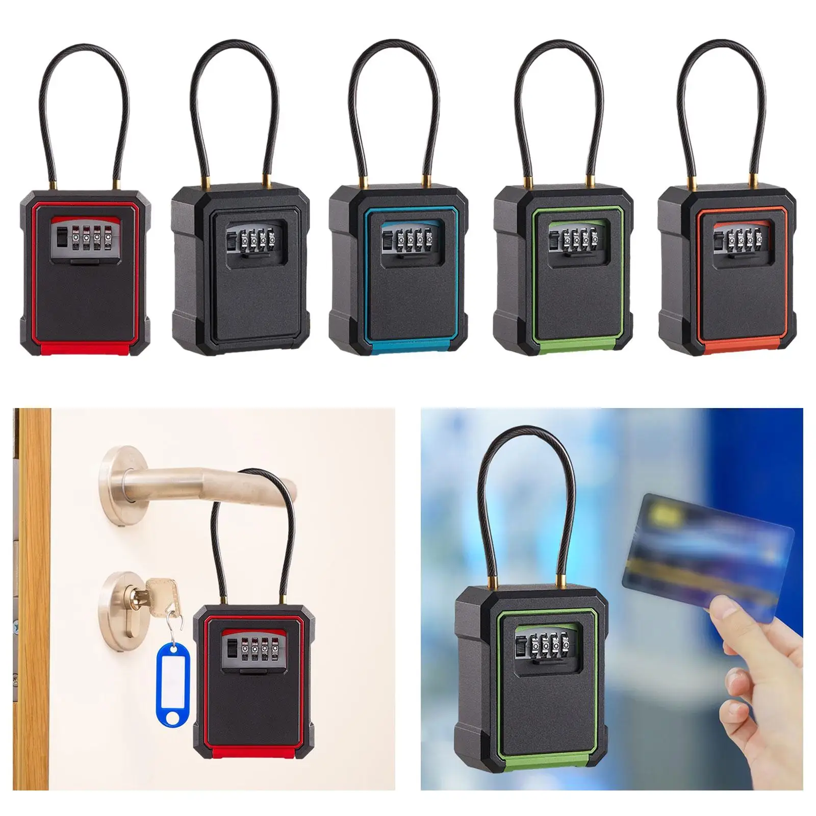 Imagem -03 - Portable Key Lock Box Durável Multifuncional Seguro Portátil Organizador para Apartamentos Hotéis Escolas Casas Internas ao ar Livre