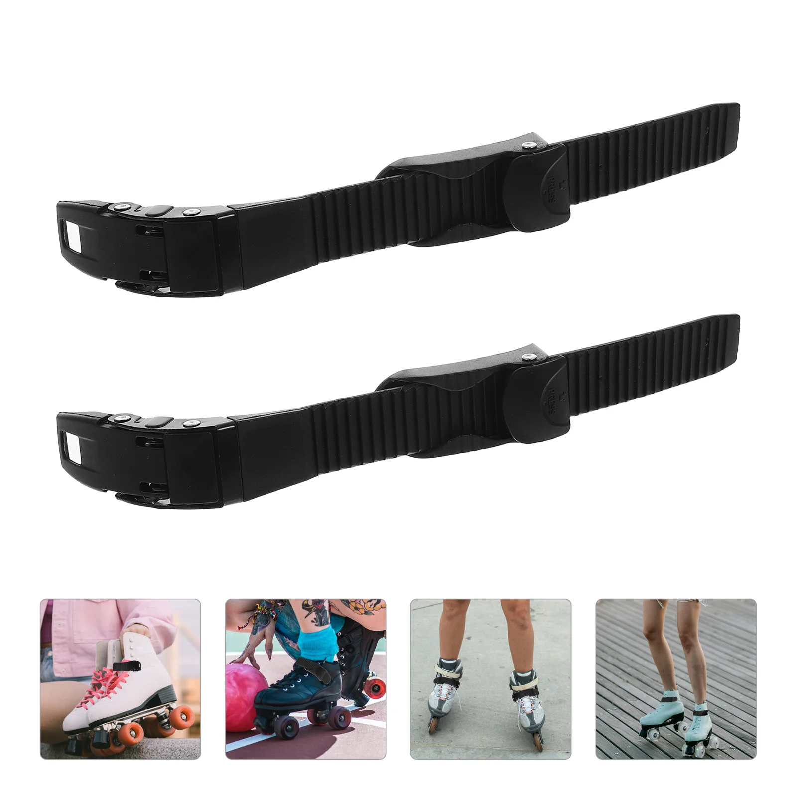 

2 Pcs Ice Skates Roller Strap Aldult Straps Black Universal Buckle Accessories Child