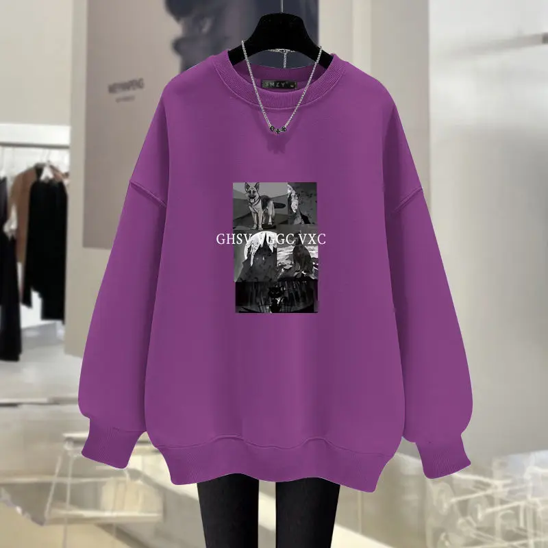 Women Clothing Y2K Vintage Cartoon Printed Sweatshirts Autumn Fashion Loose Casual Hoodies O-neck Long Sleeve Top Pullovers