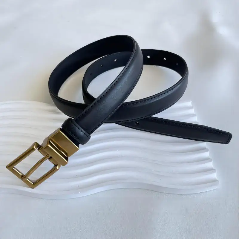 Cowhide Needle Buckle Retro Belt Women\'s Hong Kong Style Jeans Belt Trendy Simple Decoration Belt Casual Ins Style