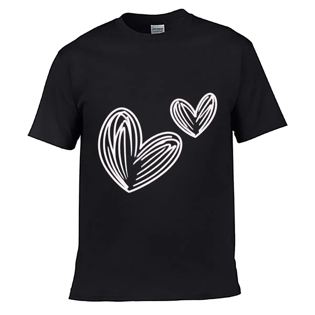 Two Pale Pink Hand Drawn Scribble Hearts short-sleeved T-shirt