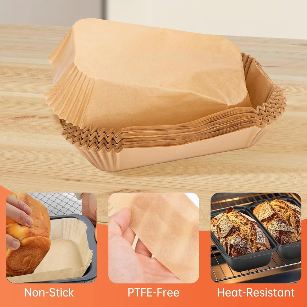 100 قطعة 21x11 سنتيمتر رغيف عموم بطانات غير عصا ورق زبدة ، آمنة للطعام المتاح للخبز/الخبز المحمص/خبز الموز/الكعك ، سهلة التنظيف