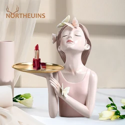 NORTHEUINS Resin Butterfly Girl Figurines Character Model Art Modern Storage Statues Home Living Room Desktop Decor Objects Item