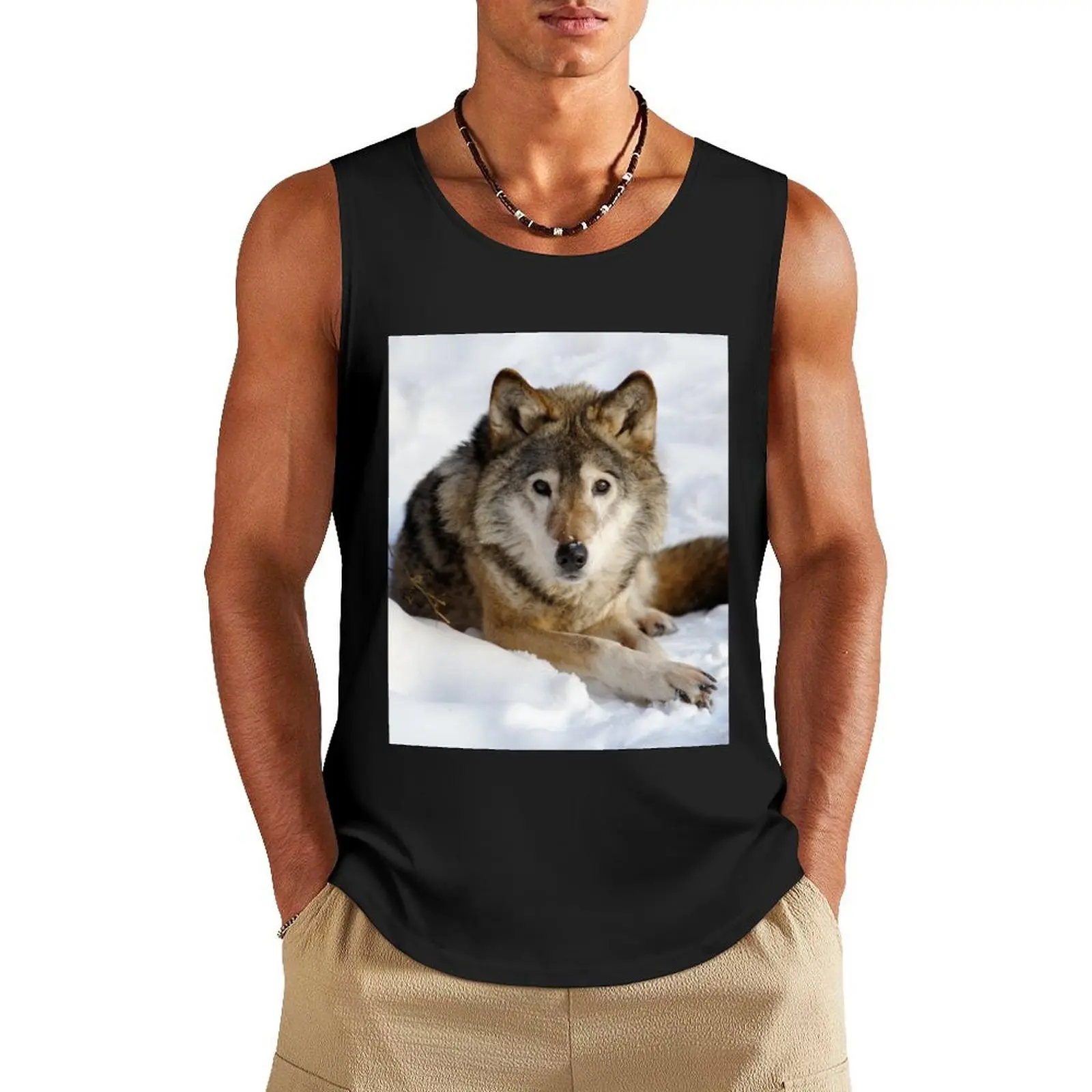 

Wolf (canis lupus) portrait Tank Top summer Men's tops anime clothes