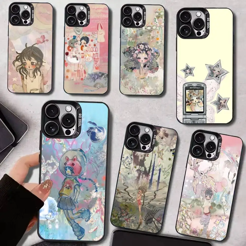 

Cute A-Aya T-Takano Black Candy Matte Shockproof Cover for iPhone 17/16/15/14/13/12/11 pro Max Compatible with Multiple Models