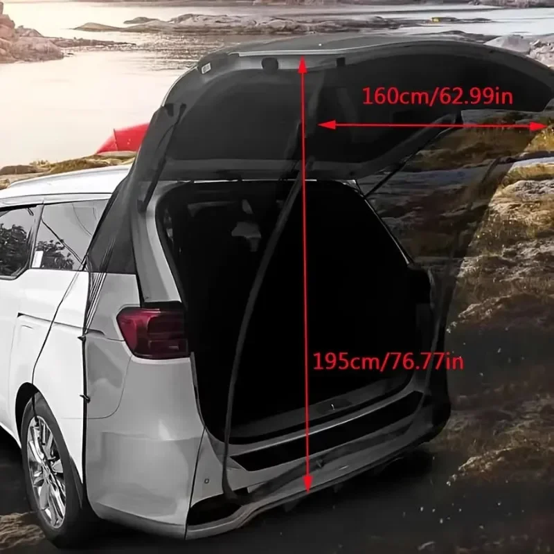 Car trunk mesh curtains RV self-driving ventilation  rear door mosquito net Magnetic suction model  tent