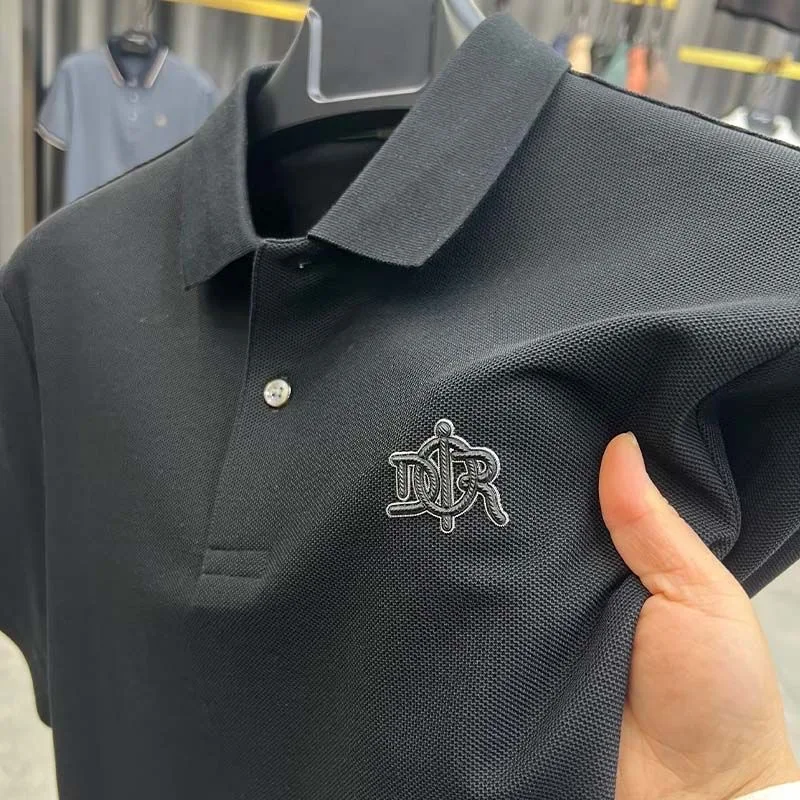 100% Pure Cotton High-End Fashionable Short Sleeve Summer New High-Quality Men's Business Casual Polo Shirt Luxury Brand T-Shirt
