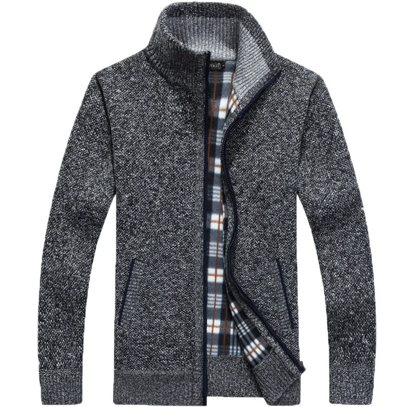 

New Autumn Winter Jacket Men Warm Cashmere Casual Wool Zipper Slim Fit Fleece Jacket Men Coat Dress Knitwear Male