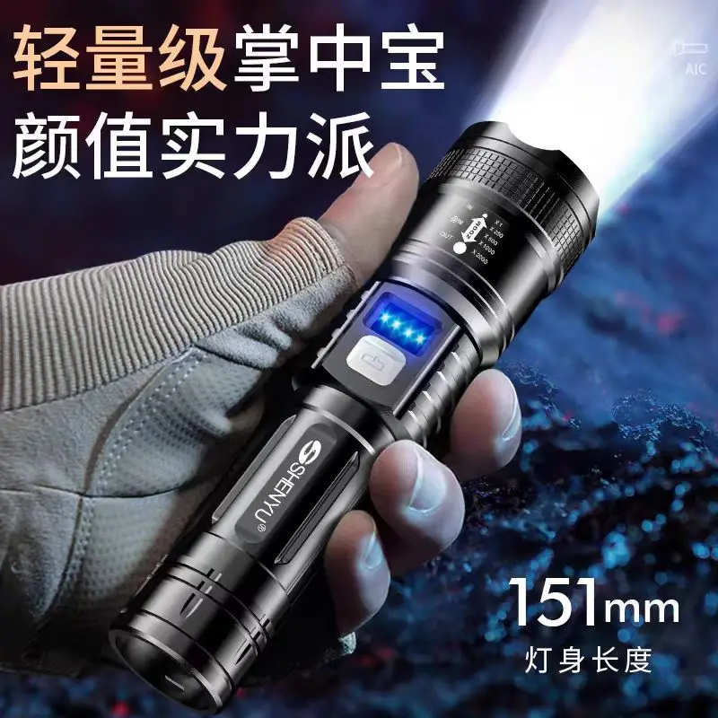 

High Strong Power Led Flashlights 2000LM Tactical Torch with Display Light USB Charging Camping Fishing Emergency Zoom Lantern