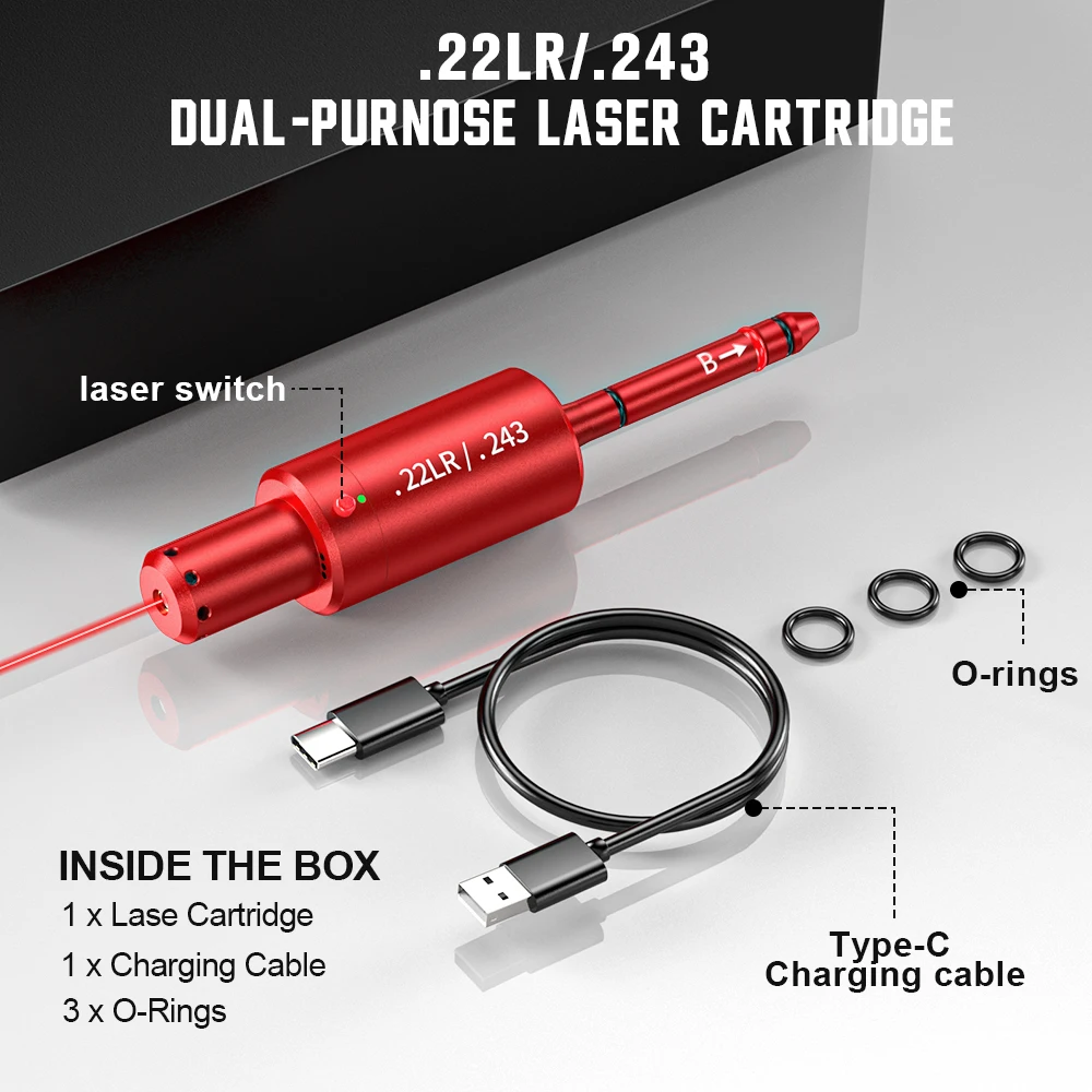 رصاصة تدريب ليزر شفط مغناطيسية مزدوجة الأغراض 22LR، رصاصة تدريب ليزر ذات نقطة حمراء، رصاصة تدريب ليزر مسحوق جاف