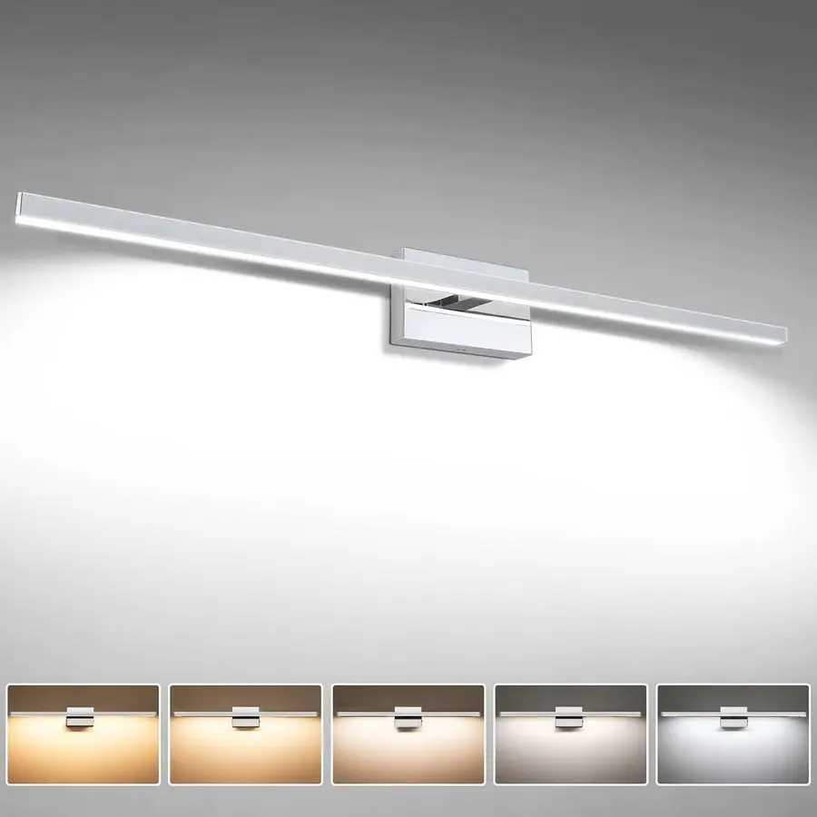 

Modern Over Mirror Chrome Bar Vanity Light Dimmable 5CCT LED Fixture, 39.4 inch, 24W ETL Certificated