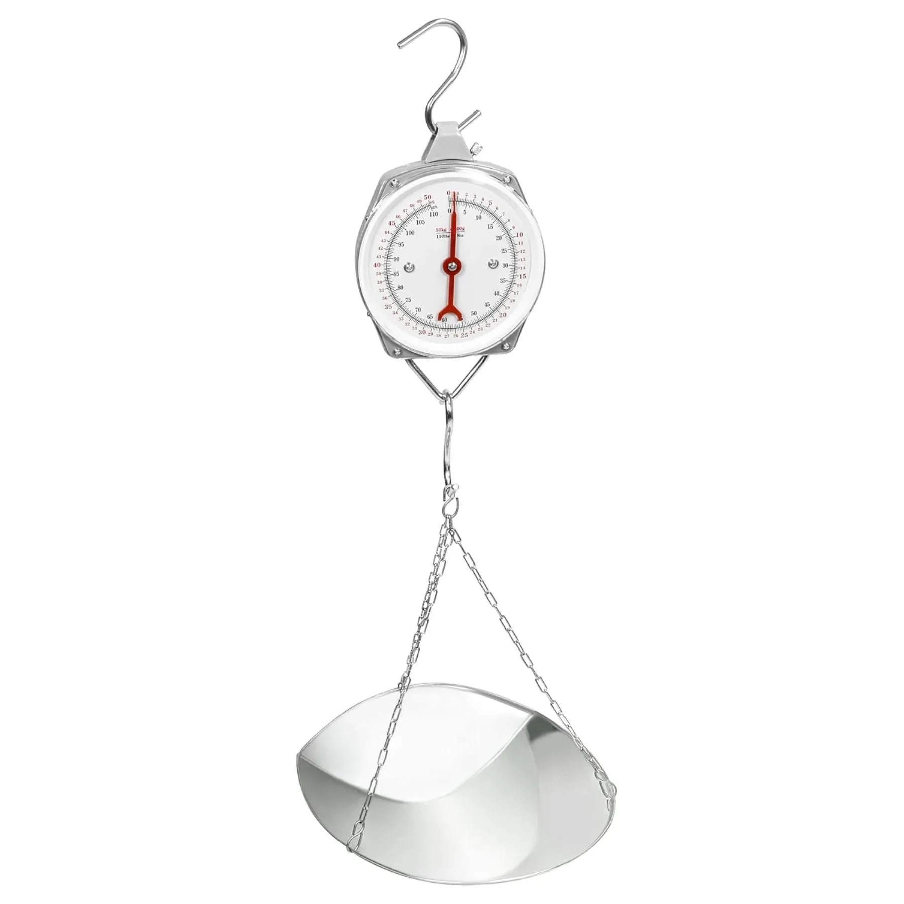 Весы и весы с пружинным циферблатом, большой дисплей, 110 фунтов, совок/цепочка с подвесной подставкой, стальная конструкция, для покупок