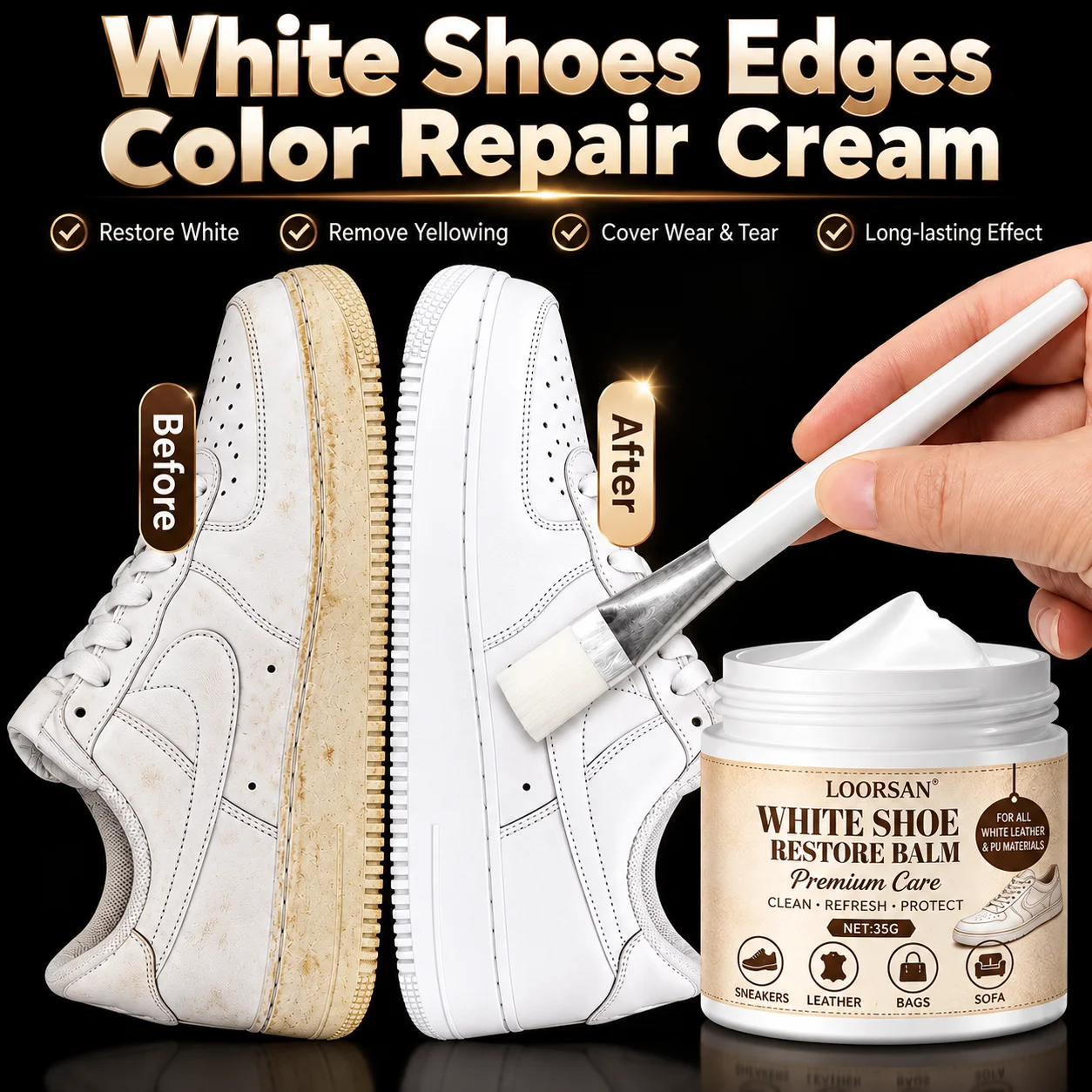 Sole Edge Whitener - LOORSAN White Shoe Repair Cream Sneaker