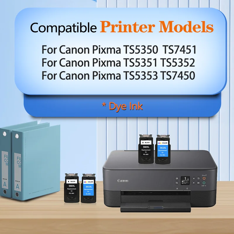 PG560 CL561 560XL Black 561XL Color Compatible  Ink Cartridge For Canon Pixma TS5350 TS7451 TS5351 TS5352 TS5353 TS7450 Printer