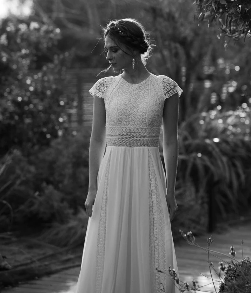 A 라인 레이스 & 바닥 웨딩 드레스 소박한 해변 웨딩 신부 들러리 연회 파티 휴일 드레스