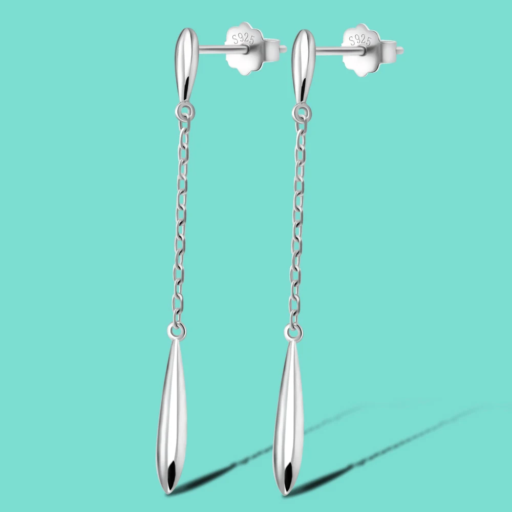 Women's 925 Sterling Silver Solid Earrings Noble Drip Dangle Ear Wires Primal Silver Earrings Mother's Day Gift