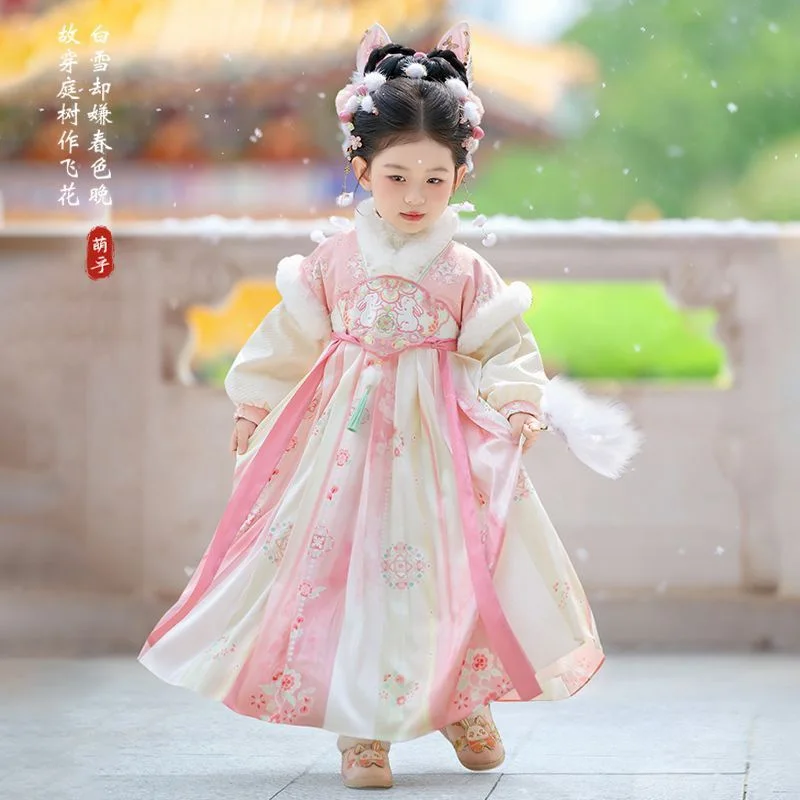 2025 الفتيات الجنية Hanfu الأطفال شتاء دافئ التطريز تانغ فستان بتصميم بدلة طفل أطفال هدية عيد ميلاد الملابس الصينية السنة الجديدة #4