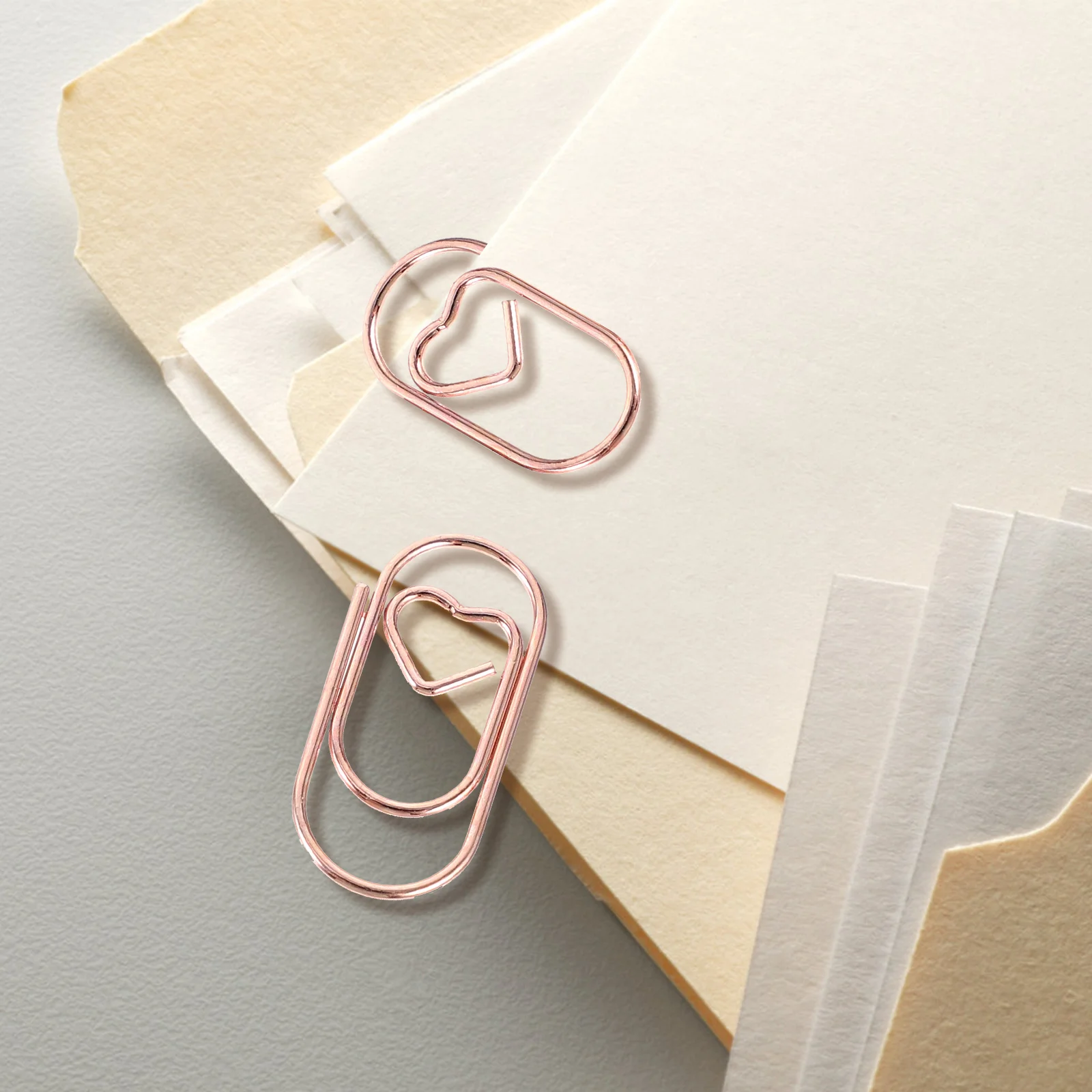 100 Pcs Metal Mini Paper Clips Diary Office 100pcs (Rose Gold) Delicate Love Creative Shaped Exquisite File