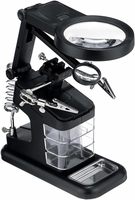 Led Light Helping Hands Magnifier Station 3X/4.5X /25X Magnifier Soldering Station Kit with Alligator Clips and Clamp for Repair