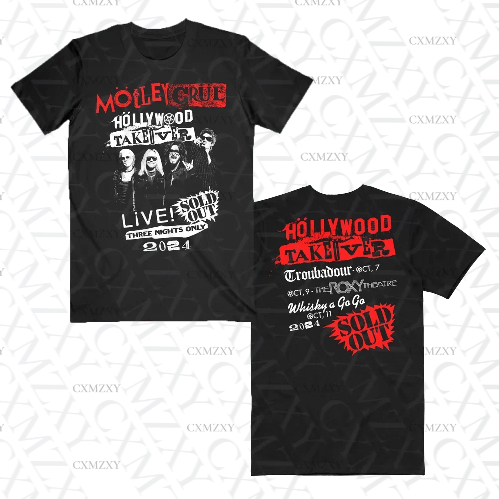 

2025 Men/Women's Summer Black Street Fashion Hip Hop Skull Crue Motley Band Rock T-shirt Cotton Tees Short Sleeve Tops